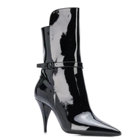 NIB Saint Laurent Kiki patent booties heels boots - Picture 7 of 9